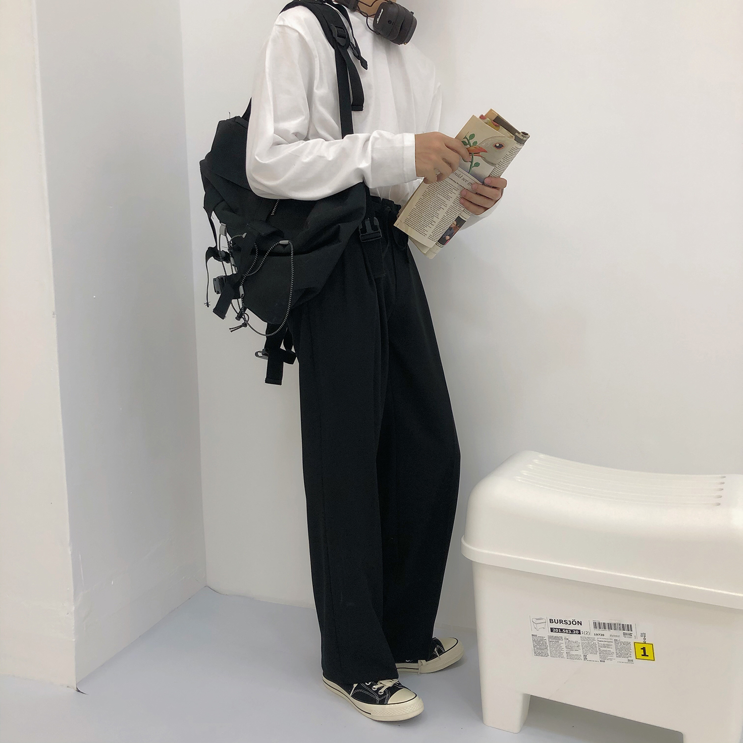 High Waisted Loose And Straight Pants With Drop Feeling