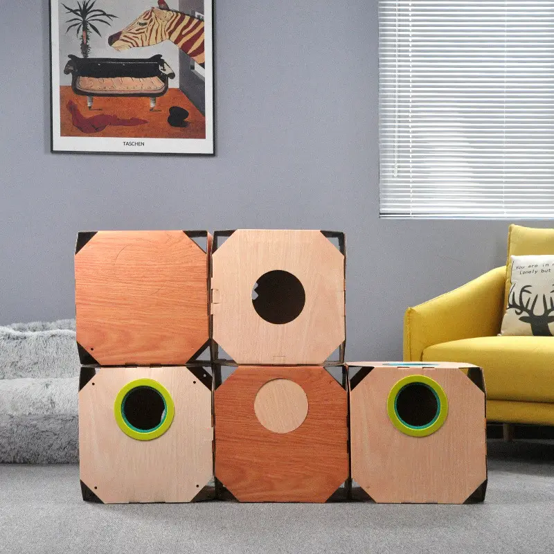 DIY Multipurpose Cat Hiding Box Toys with Cardboard Hair