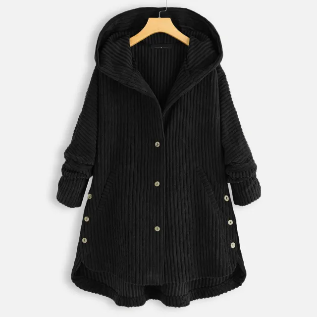 New Style Loose Plus Size Retro Corduroy Coat Black - Shop at LoveMi