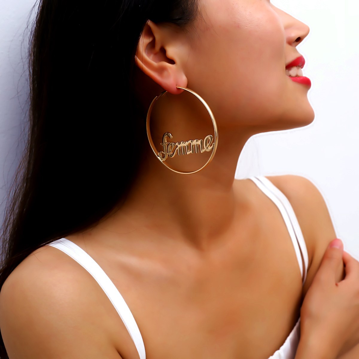 Exaggerated Temperament Circle Letter Earrings