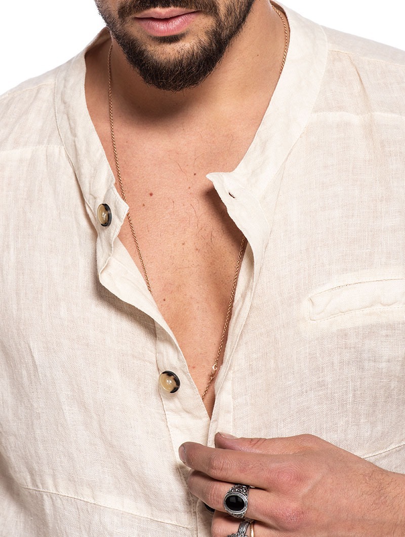 Cotton Linen Men's Long Sleeve Shirt