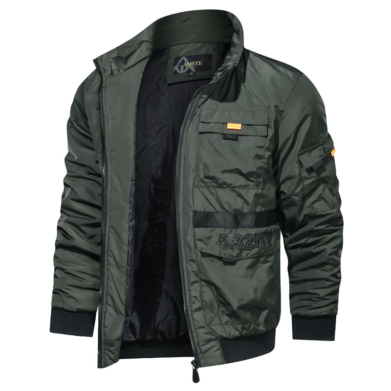 Multiple Pockets Men's New Fashion Stand-up Collar Jacket