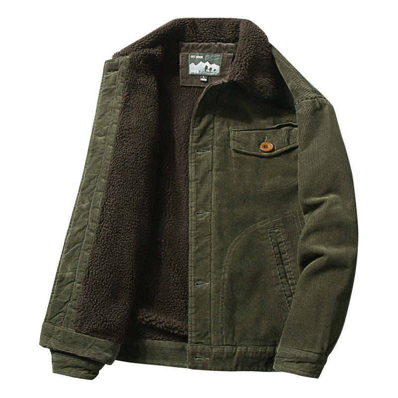 New Corduroy Men's Cotton Jacket with Stand Collar Cotton Jacket