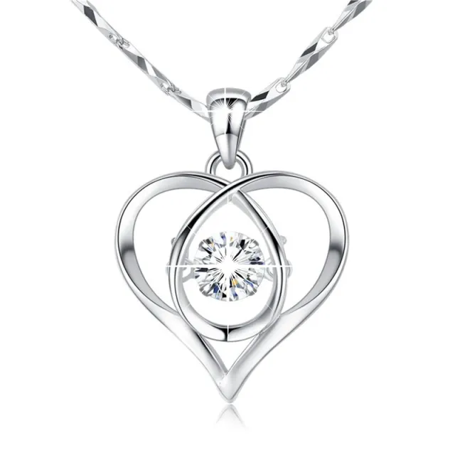 Sterling Silver Necklace Girls Clavicle Chain Heart Pendant White - Shop at LoveMi