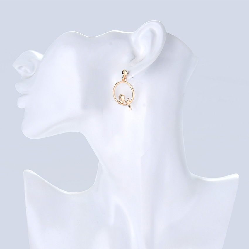 Female Small Rose Ring Circle Pendant Earrings