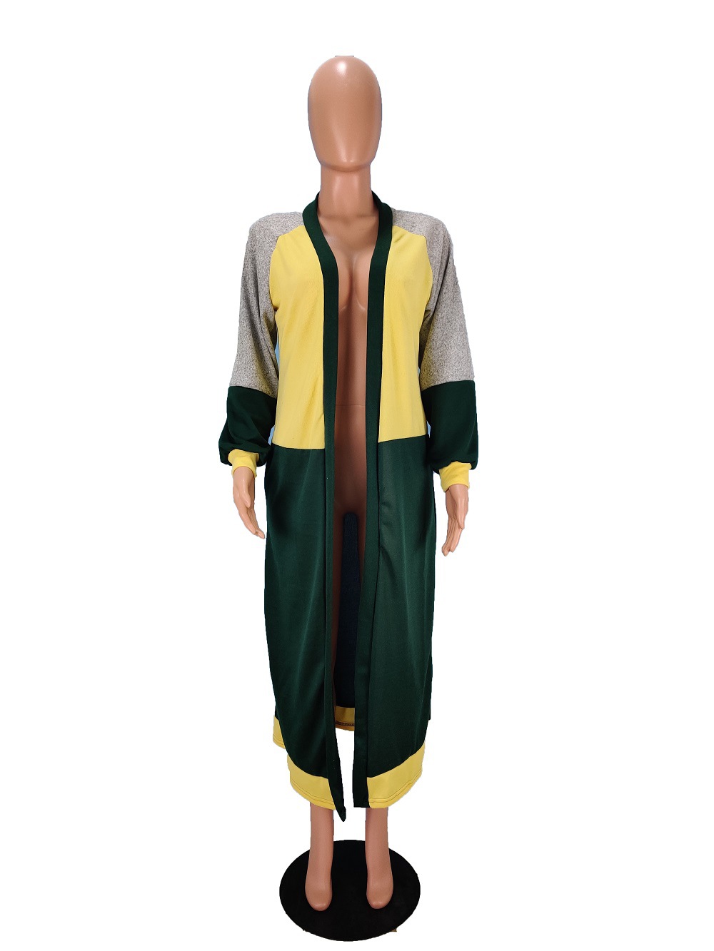 Women's Fashion Simple Stitching Long Cashmere Cardigan