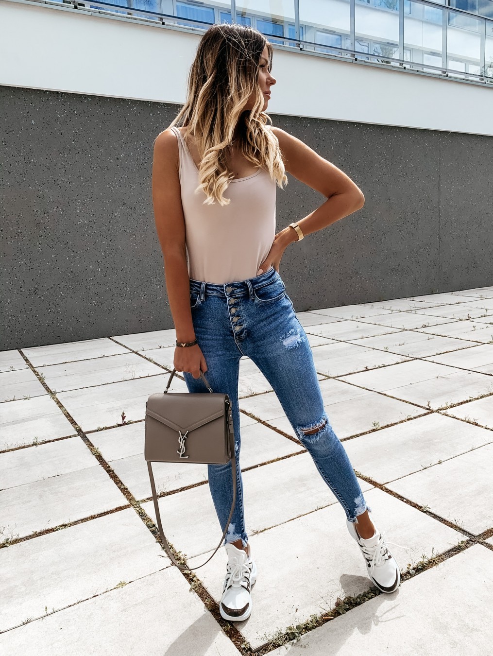 Holed Jeans, Low Waist Holed Hemmed Leggings