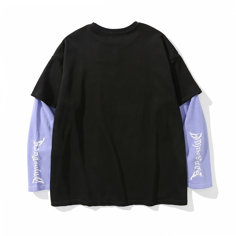 Gothic Letter Print Fake Two-Piece Oversized Sweatshirt