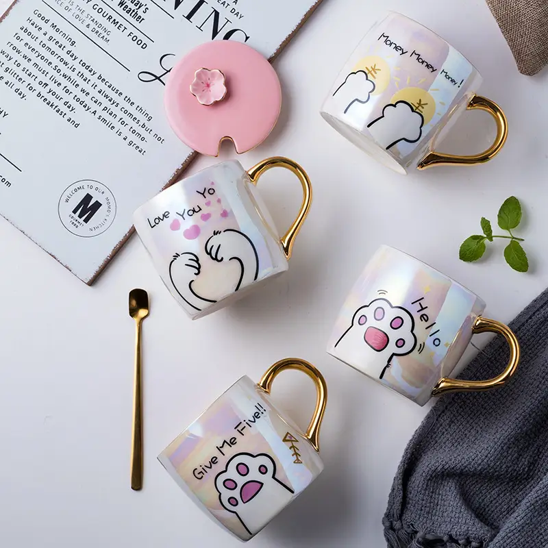 Mark Cat Family Lovely Cup With Spoon Breakfast Cup