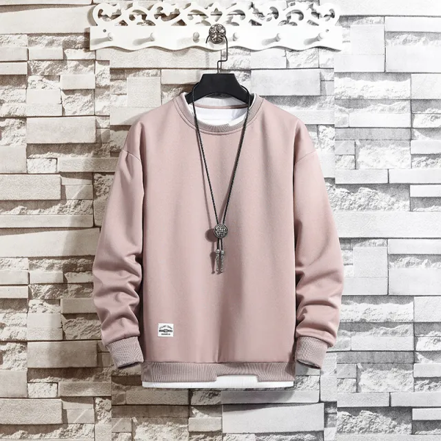 Fake Two Base Shirts New Korean Edition Solid Color Pink - Shop at LoveMi
