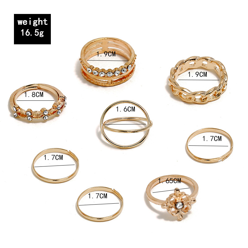 Geometric Eight Piece Combination Ring Set