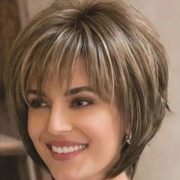 Mixed Blonde Brown Short Wigs Natural Hair