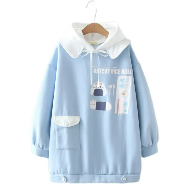 Fleece Sweater, Western Style, Mid length Autumn And Winter hooded Blue - Shop at LoveMi