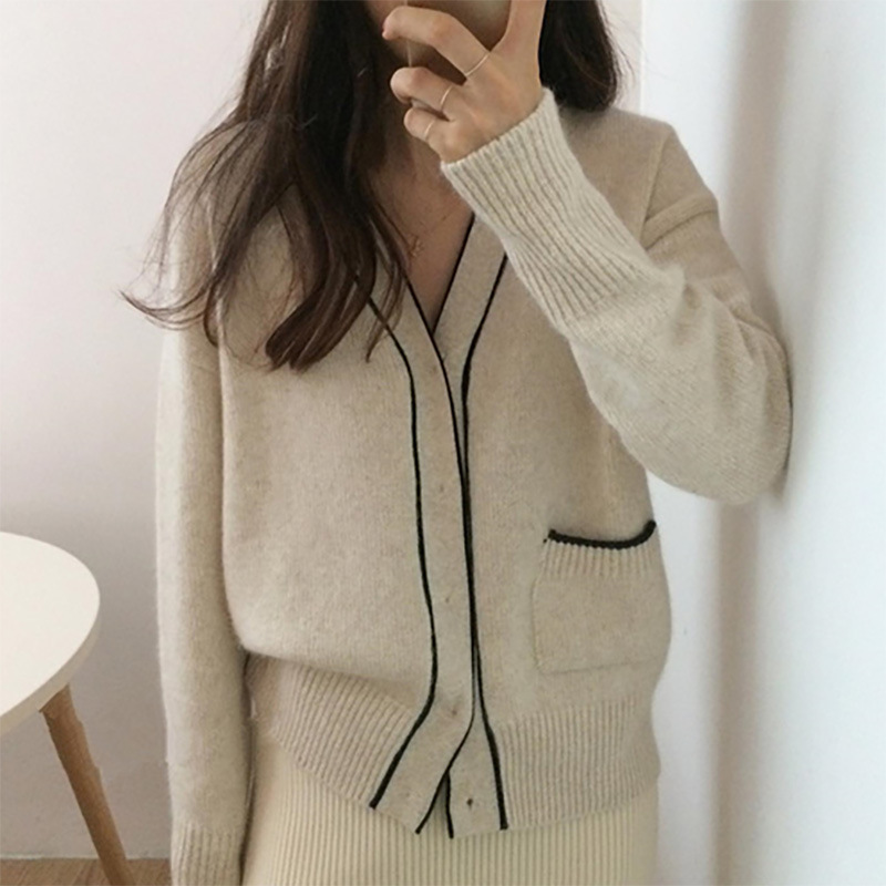 Soft Waxy Simple Sweater Cardigan Jacket