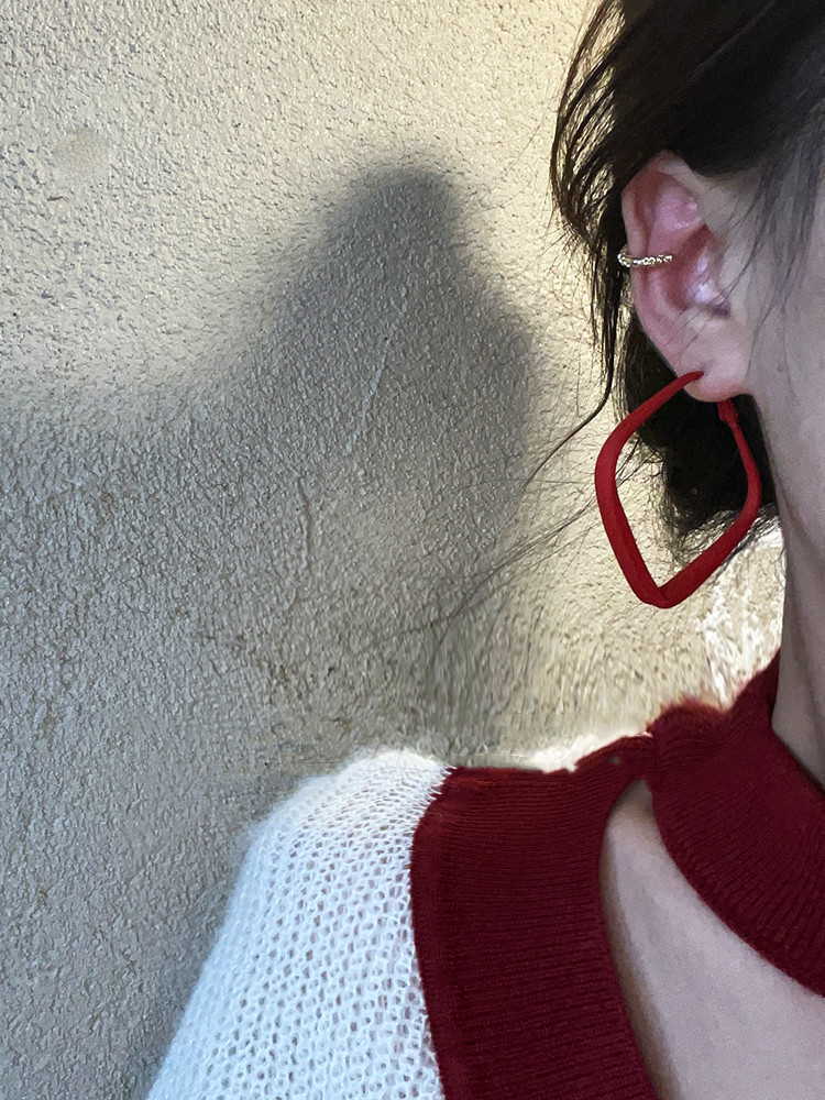 Simple Red Square Earrings Senior Atmospheric Earrings Women