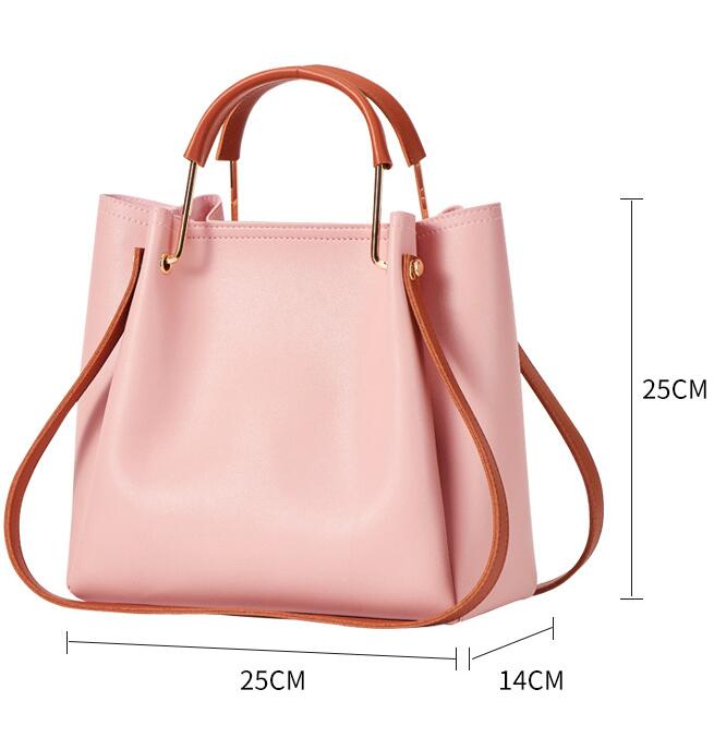 Simple Wooden Bead Bucket Type Shoulder Bag