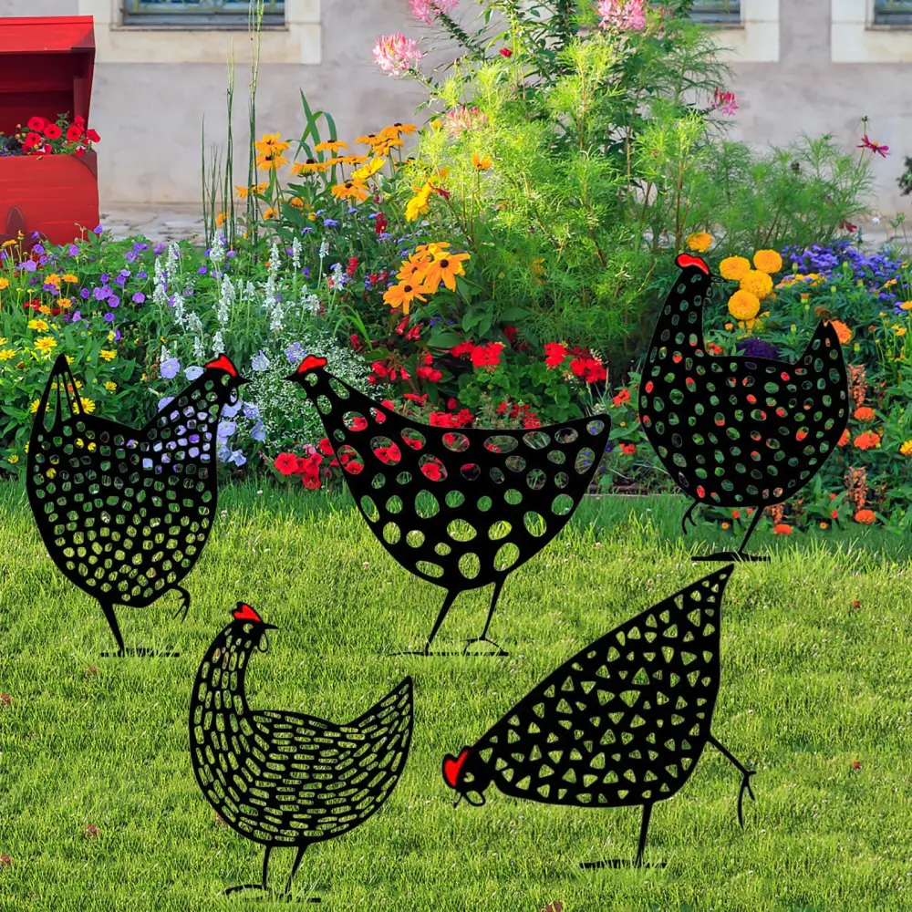 Chicken Yard Art Outdoor Garden Back Gazon Stakes Hen