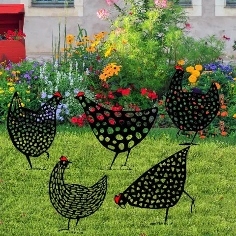 Chicken Yard Art Outdoor Garden Back Gazon Stakes Hen