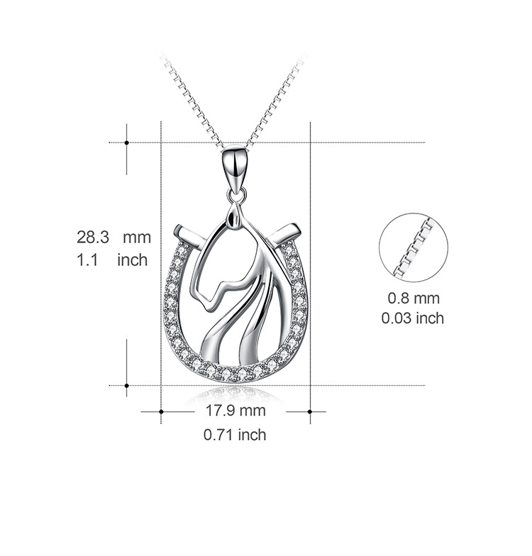 Horse's Head And Hooves Set With Diamond Pendant Necklace