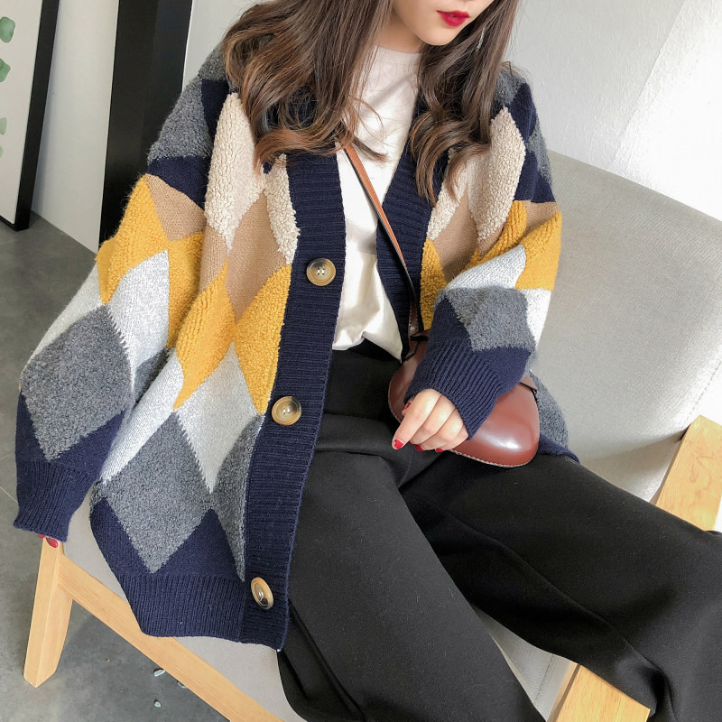 Fashion Loose Thin Western Style Thick Sweater Coat