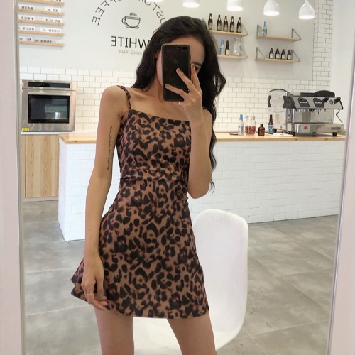 A-Line Skirt Temperament Leopard Print Fashion Strap — view 5