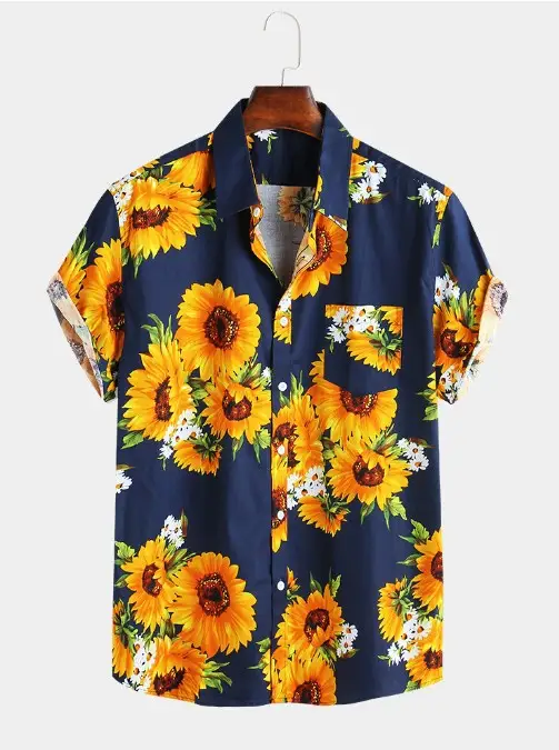 European and American Fashion Print Lapel Plus Size Short Sleeve Top