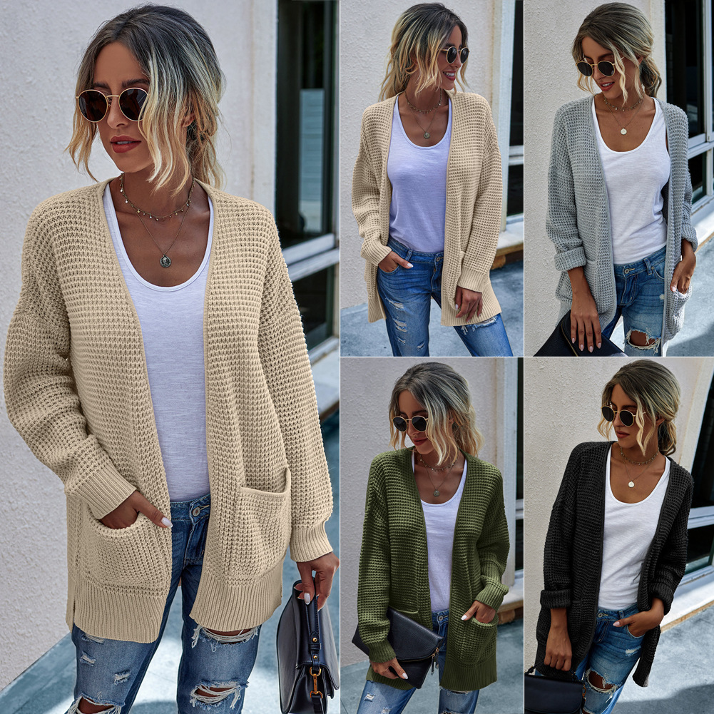 Solid Color Knitted Comfortable Long Women's Sweater