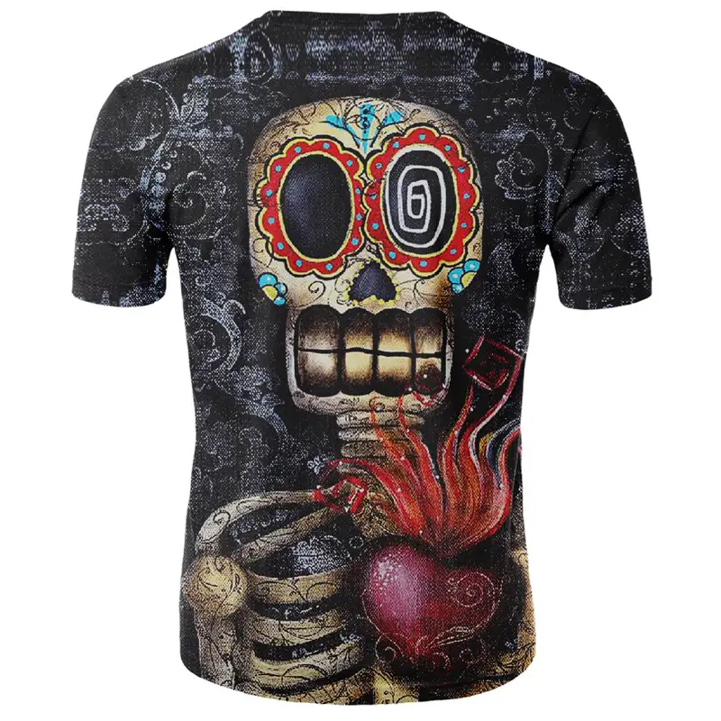 Printed Skull Short Sleeve Sports Casual T-shirt