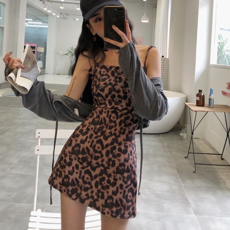 A-Line Skirt Temperament Leopard Print Fashion Strap — view 2