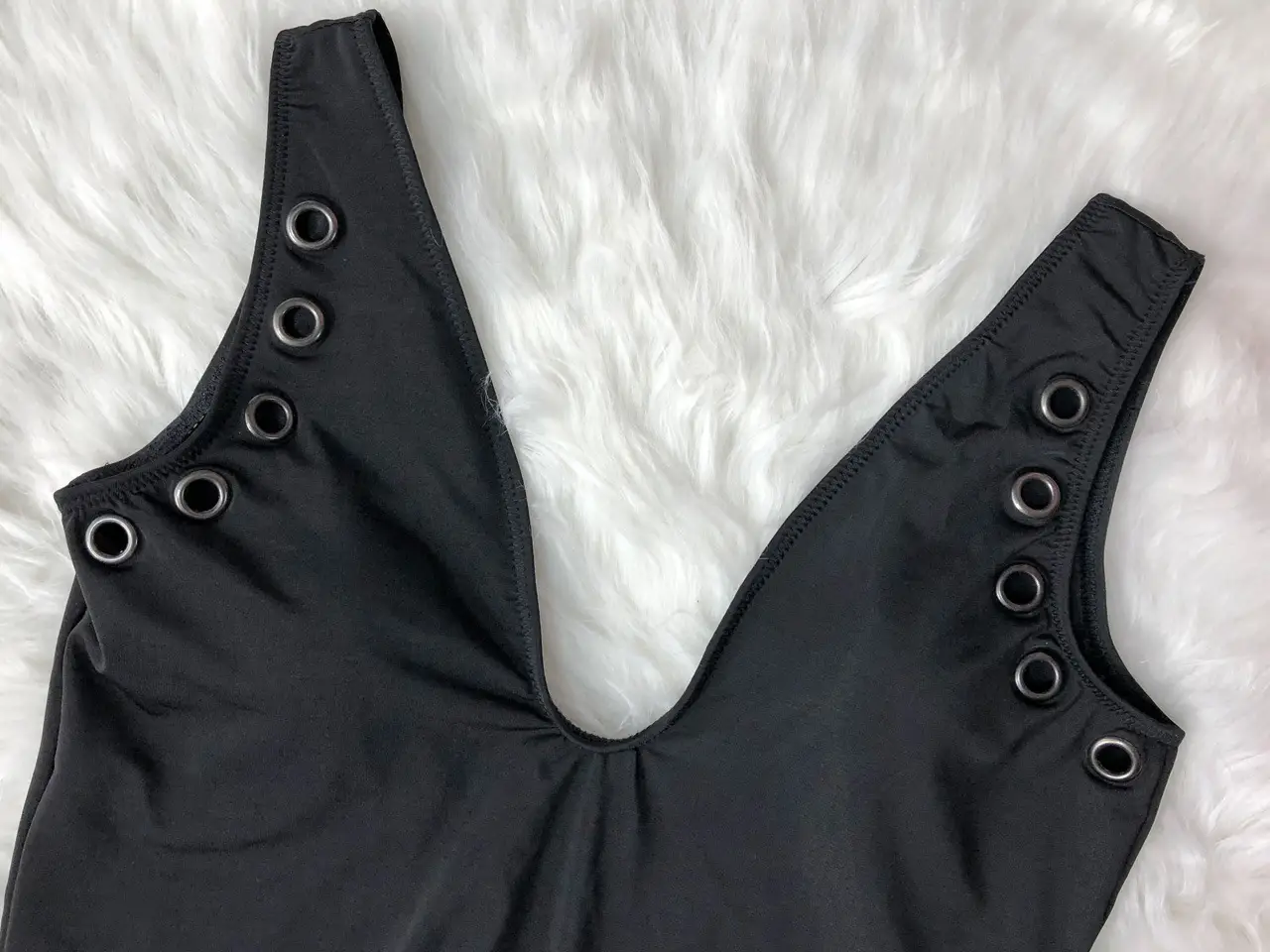 New Black Deep V Sexy One-piece Swimsuit