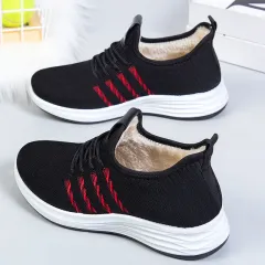 Winter Warm Cotton Boots Soft Bottom And Velvet Cotton Shoes Flat Bottom Leisure - Black - View 1