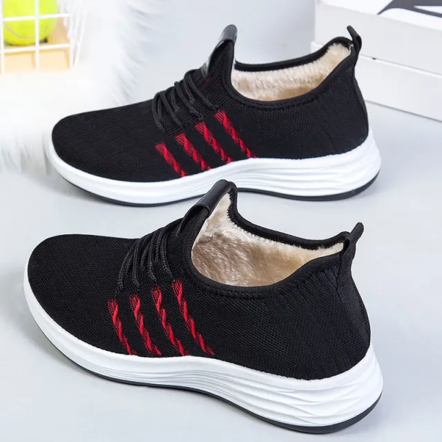 Winter Warm Cotton Boots Soft Bottom And Velvet Cotton Shoes Flat Bottom Leisure Black - Shop at LoveMi