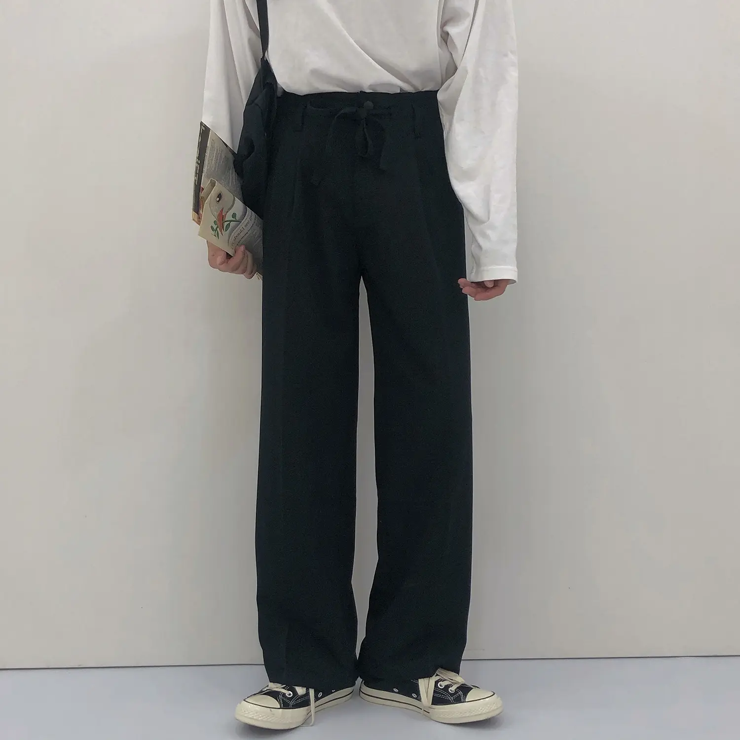 High Waisted Loose And Straight Pants With Drop Feeling