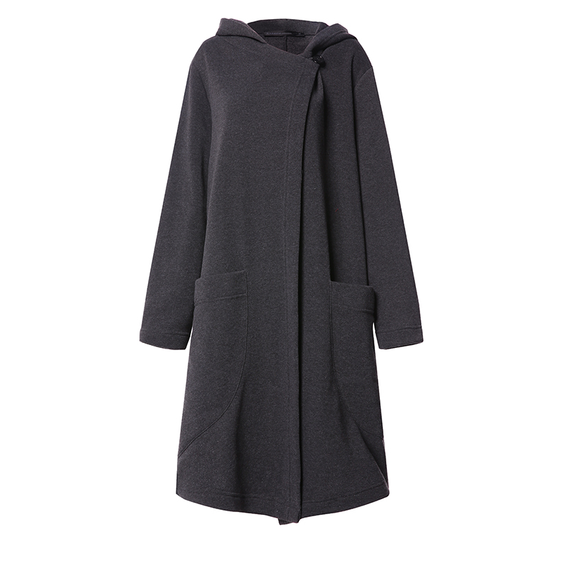 Fleece Sweater Loose Long Windbreaker Women Grey - Shop at LoveMi