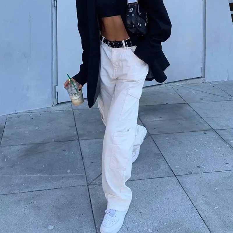 Casual Fashion Pocket Solid Color Jeans