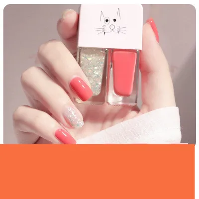 Two In One Nail Polish Set Creative Baking Free Quick Drying Long Lasting No Fade Frosted Double Colored Nail Manicure Oil 9Style - Shop at LoveMi