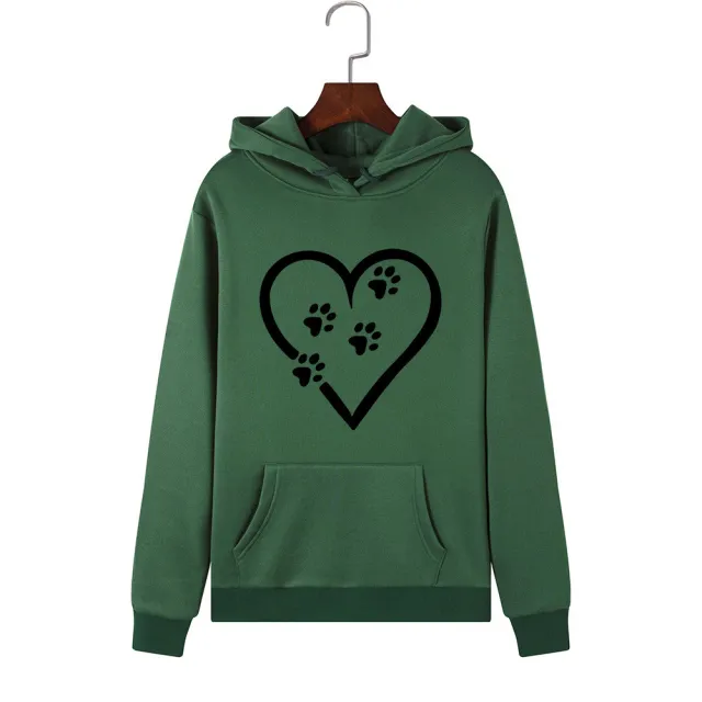 Women's Loose, Plush Hoodie With Long Sleeves Green - Shop at LoveMi