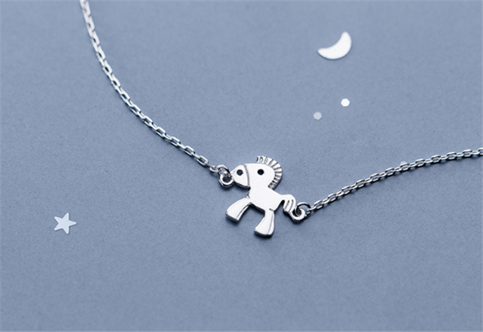 Pure Silver Benmingnian Simple Student Pony Bracelet