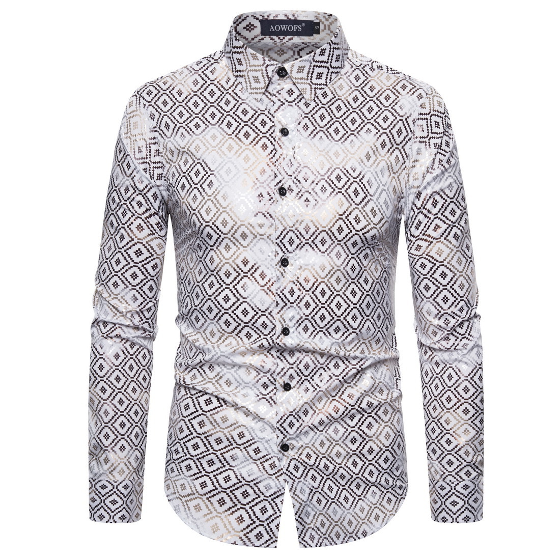 Men's Long Sleeve Shirt With Gold Stamping