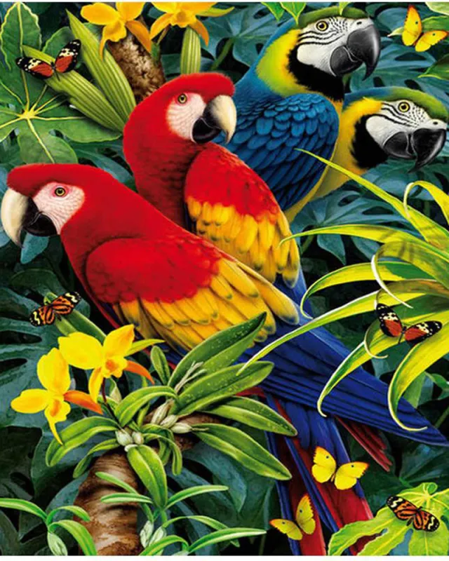 Parrot 5D Diamond Painting Living Room TV Cabinet Decoration Painting 1Style - Shop at LoveMi