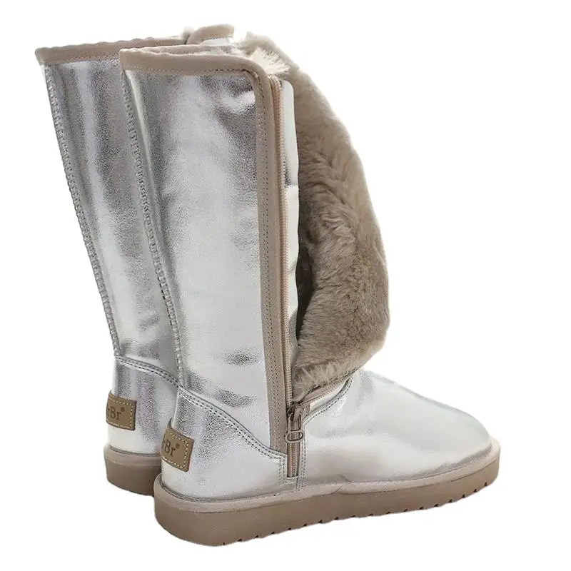 Smooth Soft Leather Snow Boots Women's High Top