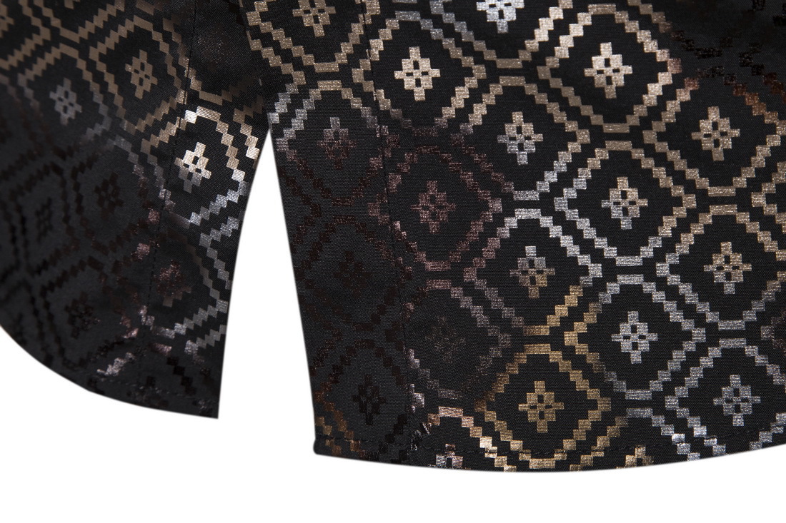 Men's Long-sleeved Shirt With Small Square Bronzing Print