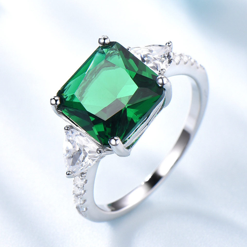 Fashion Sterling Silver Nano Emerald Pendant Ring