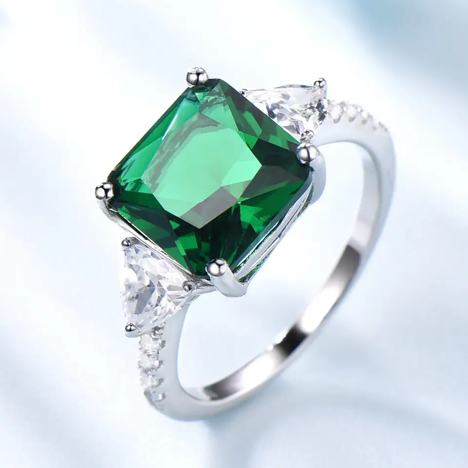Fashion Sterling Silver Nano Emerald Pendant Ring