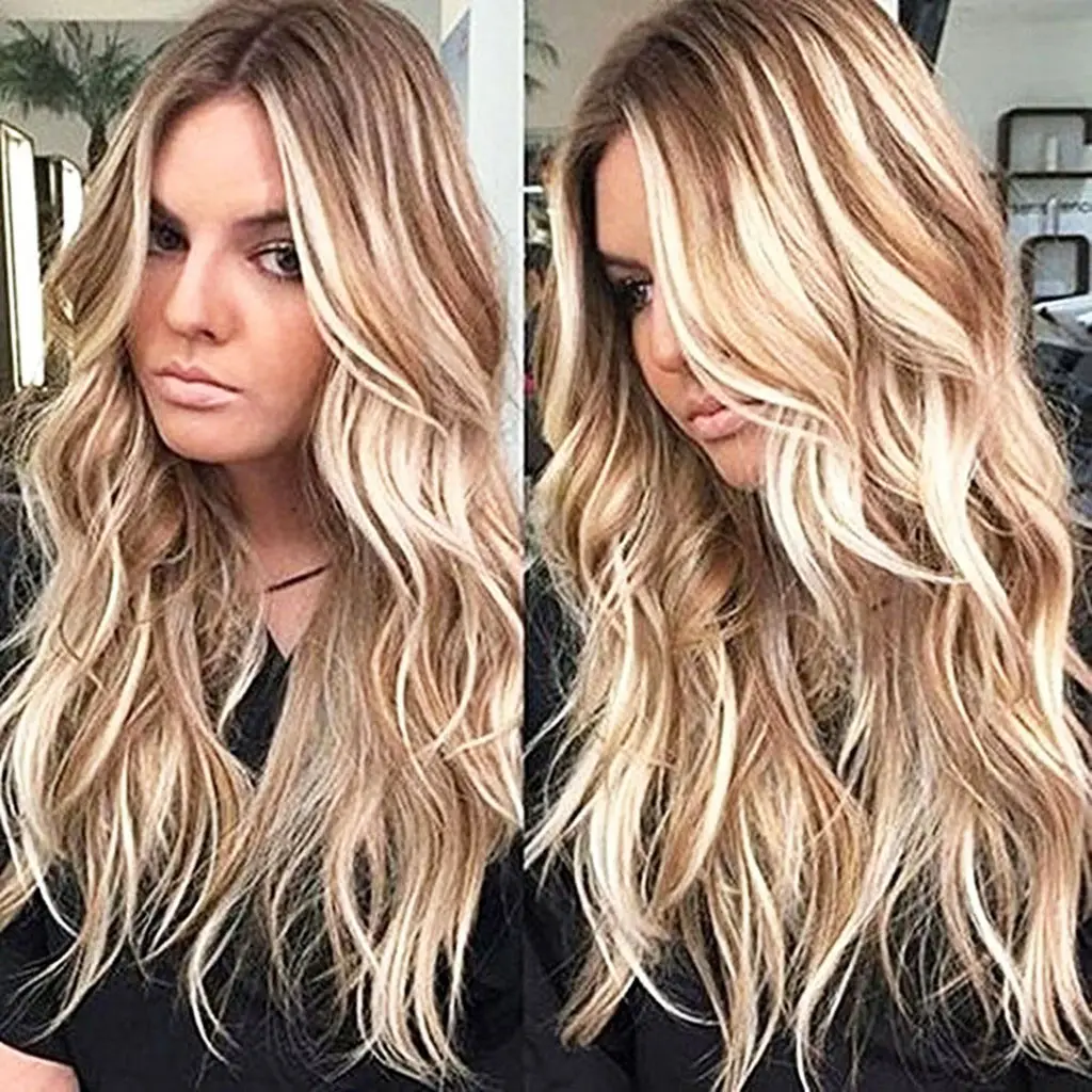 Wig Yellow Jump Gold Big Wave Long
