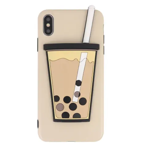 Three-dimensional Pearl Milk Tea Silicone Phone Case