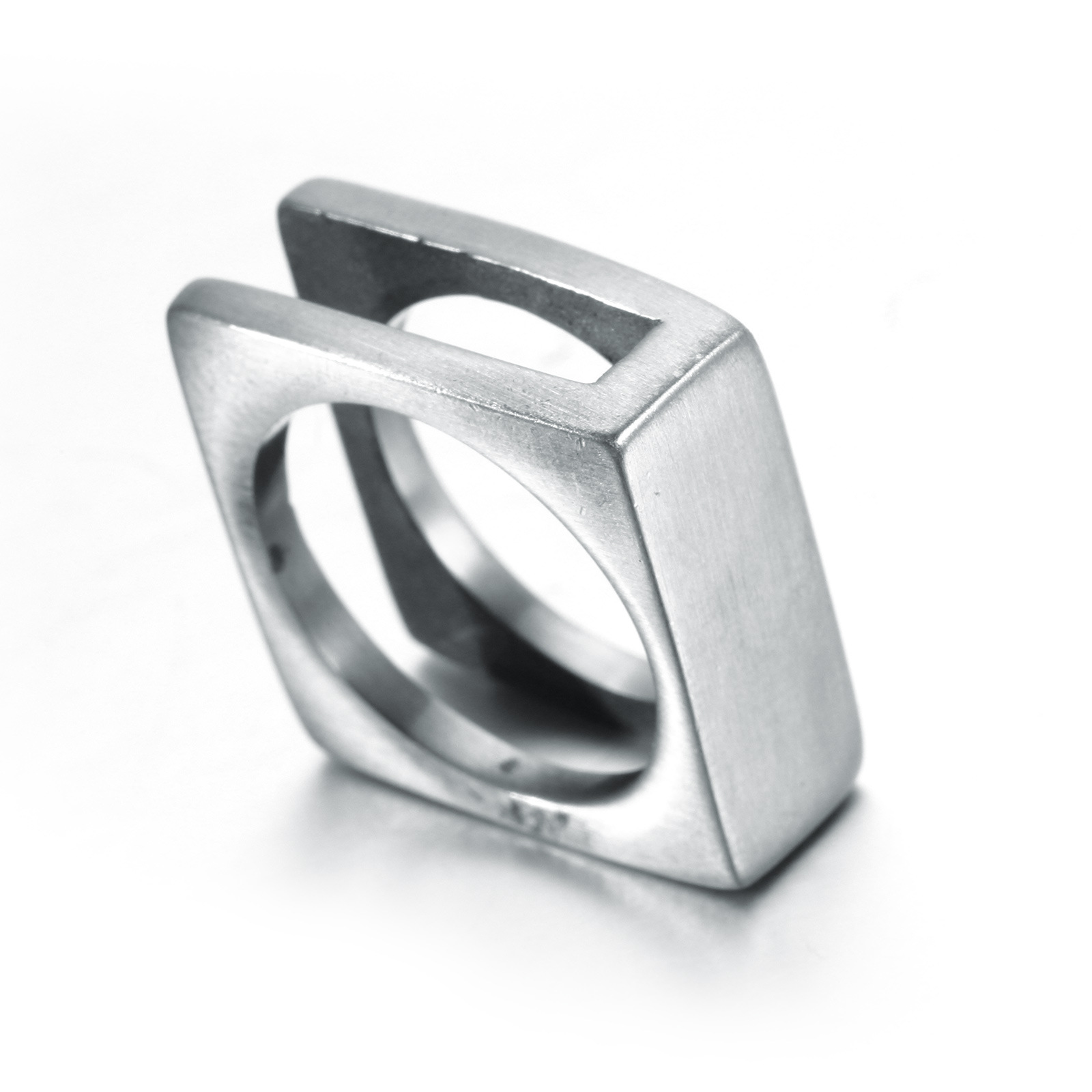 Men's Stylish Stainless Steel Square Hollow Ring