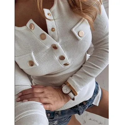 Popular Solid Long Sleeve Base Shirt White - Shop at LoveMi