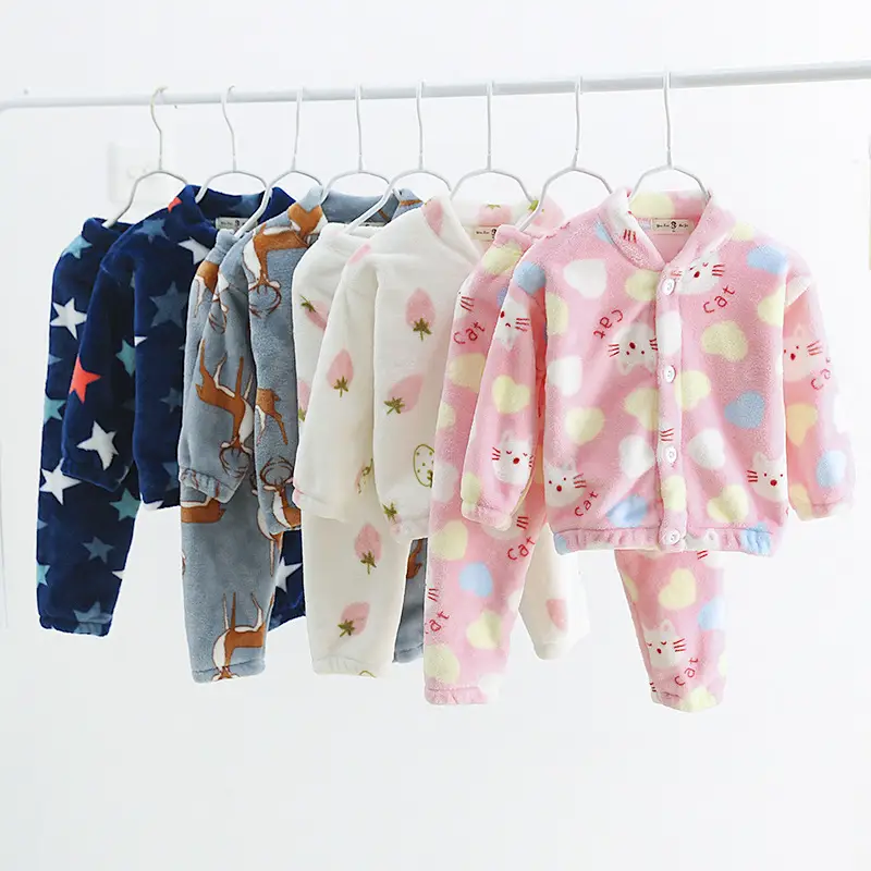 Flannel Stand Collar Buttoning Cartoon Print Suit