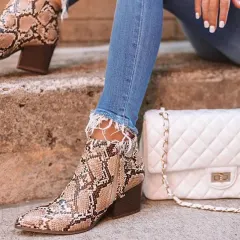 Women's Boots With Pointed Toe And Thick Heel - Serpentine-35 - View 1